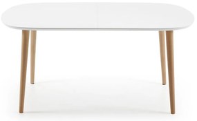 Biały rozkładany stół z białym blatem 100x160 cm Oqui – Kave Home