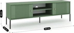 Szafka RTV do Salonu SOFT 154 cm Zielona Ryflowana Japandi