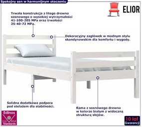 Białe pojedyncze drewniane łóżko 90x200 - Aviles 3X