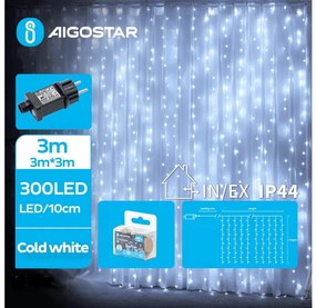 Aigostar - LED Zewnętrzny łańcuch świąteczny 300xLED/8 funkcji 6x3m IP44 zimna biel