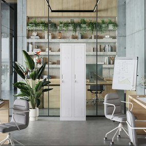 Szafka pracownicza metalowa czterokomorowa szara: KACPER II, 600 x 1800 x 500 mm