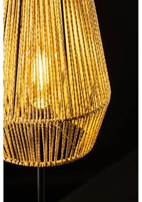 Czarna lampa stołowa z kloszem z plecionki trzcinowej (wysokość 55 cm) Eranko – GTV