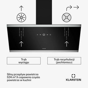 Klarstein FlashLine okap/wyciąg, A++, 524 m³/h, 3 stopnie, dotykowy, cichy