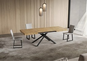 Stół rozkładany Niket 140/244x90 cm dąb naturalny z nogami w kolorze antracytowym