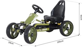 HOMCOM Gokart na pedały dla dzieci z hamulcem ręcznym zielony idealny do zabawy na podwórku | Aosom PL