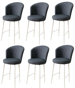 Zestaw krzeseł barowych Fora Anthracite and White,6 szt., 6 szt.