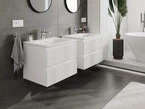 Mexen Rivel szafka łazienkowa 60 cm z umywalką Vela, 2 szuflady, ryflowana , biała mat - 91A20-06047-2-BFF01-W23M01