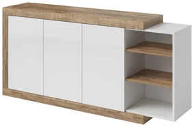 Komoda SINTRA 3D 180cm dąb samdal/biały połysk HELVETIA