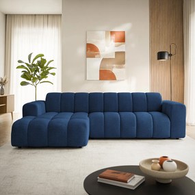 Masseno Narożnik SETIA Lewostronny L-Kształtny, Nowoczesna Sofa narożna, Tkanina Strukturalna - Niebieski, ARAGON 79