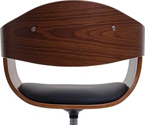 Krzesło do jadalni MCW-H46 (zestaw 6 sztuk),  wygląd orzecha włoskiego, sztuczna skóra czarna