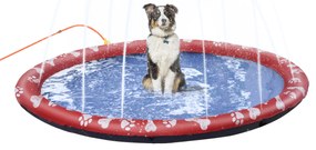 PawHut Basen dla psów, Plac Zabaw Wodny, antypoślizgowy, wytrzymały, przyjazny dla zwierząt, Ø170 cm, Czerwony