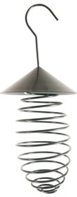 Ciemnozielony metalowy karmnik z daszkiem Esschert Design, ⌀ 10,8 cm