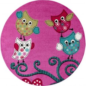 Dywan dziecięcy Kids Sówki fioletowy 160 cm x 160 cm koło
