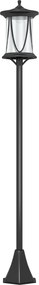 Outsunny Solarna Lampa Zewnętrzna LED, Automatyka, Odporna na Warunki Atmosferyczne, 6h Światła, 17Dł x 17S x 127W cm, Czarna