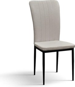 Zestaw 6 beżowych krzeseł z tkaniny i czarnych metalowych nóg - AMSTERDAM