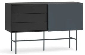 Czarno-antracytowa niska komoda z drzwiami przesuwnymi 140x91 cm Nube – Teulat