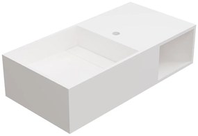Umywalka wisząca z litą powierzchnią z wnęką – Biała – Szer. 80 x Głęb. 40 x Wys. 20 cm – GOYOKO