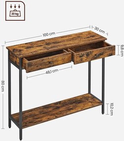 Konsola Industrialna Z 2 Szufladami Rustykalny Brąz G6-W44
