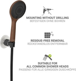 Czarny plastikowy uchwyt na słuchawkę prysznicową bez wiercenia Libertà – Wenko