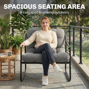 Outsunny Fotel ogrodowy z poduszką, nowoczesna sofa na balkon, maks. obciążenie 120 kg, ciemnoszary | Aosom PL