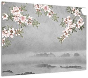 Obraz na szkle - Księżyc nad krajobrazem (70x50 cm)