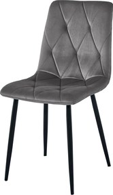 Ciemnoszare krzesło do kuchni LIBRA aksamitne z czarnymi nogami