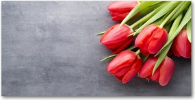 Foto obraz szkło akryl Czerwone tulipany