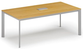 Stół konferencyjny PRIMO INVITATION, 200x100 cm, buk + port blatowy TYP III, srebrny