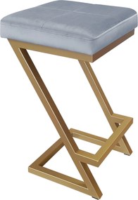 Hoker ZETA krzesło barowe tkanina Welur podstawa metalowa LOFT : Kolor Stelaża - Złoty, Kolor tkaniny - VELVET - BL06