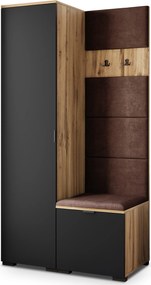 Masseno Garderoba LORI 95/181/51 cm Nowoczesna Szafa do Przedpokoju Dąb wotan, MONOLITH 29 (Brązowy)