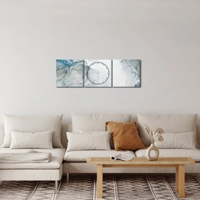 Obraz - Niebieski marmur (z zegarem) (90x30 cm)
