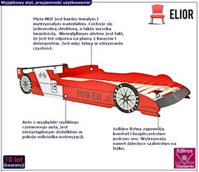 Czerwone łóżko dziecięce w kształcie auta - Orfeo