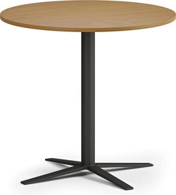 Stolik kawowy AURA, średnica 60 cm, czarna podstawa, buk