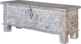 Skrzynia z drewna manguier w pastelowych kolorach