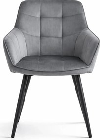 Ciemnoszare krzesło welurowe tapicerowane D6-L17