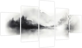 Obraz - Malowany tuszem krajobraz (125x70 cm)