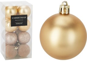 Zestaw 16 szt.ozdób świątecznych Festive Sparkles, złoty, śr. 5 cm, plastik