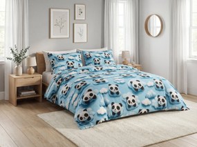 PrzytulneMieszkanie.pl PrzytulneMieszkanie.pl Pościel z mikrofibry SKY PANDA niebieska Rozmiar pościeli: 70 x 80 cm | 140 x 200 cm