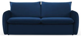 Ciemnoniebieska aksamitna rozkładana sofa 214 cm Vienna – Cosmopolitan Design