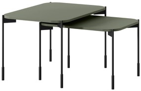 Stolik kawowy Sonatia 70 cm prostokątny na metalowych nogach - oliwka