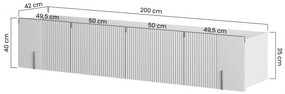 Szafka RTV Malmi 200 cm wisząca - kaszmir / crema bianca / czarny