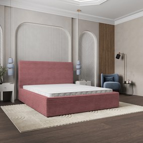 Masseno Łóżko Tapicerowane MIRETTI z pojemnikiem na pościel - Pudrowy róż - TILIA 62 / 160x200 cm