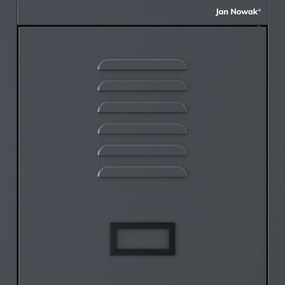 Szafa socjalna BHP ubraniowa czterokomorowa KACPER, 800 x 1800 x 500 mm, antracytowa