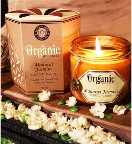 Świeca organiczna Madurai Jasmine 200 g w bursztynowym szkle