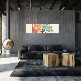 Obraz – Podwójne drzewo z motylem (170x50 cm)