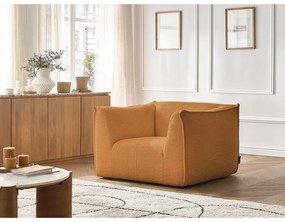Musztardowy fotel z materiału bouclé Giorgia – Bobochic Paris