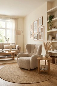 Beżowy fotel skandynawski baranek L1-F35