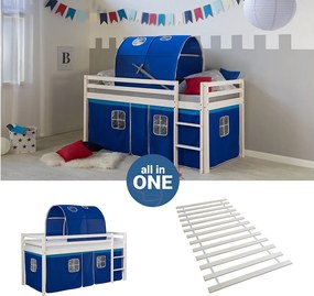 Łóżko piętrowe 207,5x110x96,5 cm Białe Niebieskie