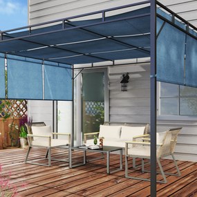 Outsunny Zestaw mebli ogrodowych Polyrattan dla 4 osób wodoodporny Zestaw balkonowy z sofą dla 2 osób, 2 krzesła Stolik z hartowanego szkła Poduszki Beżowy