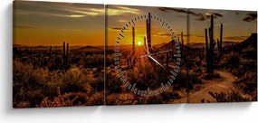 Obraz - Koniec dnia na pustyni w Arizonie (z zegarem) (90x30 cm)